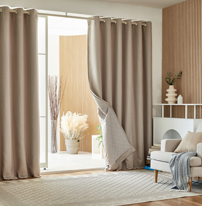 모던하우스 ON 뉴포시즌 패딩 탈부착 3중방한 3도씨 커튼, 베이지