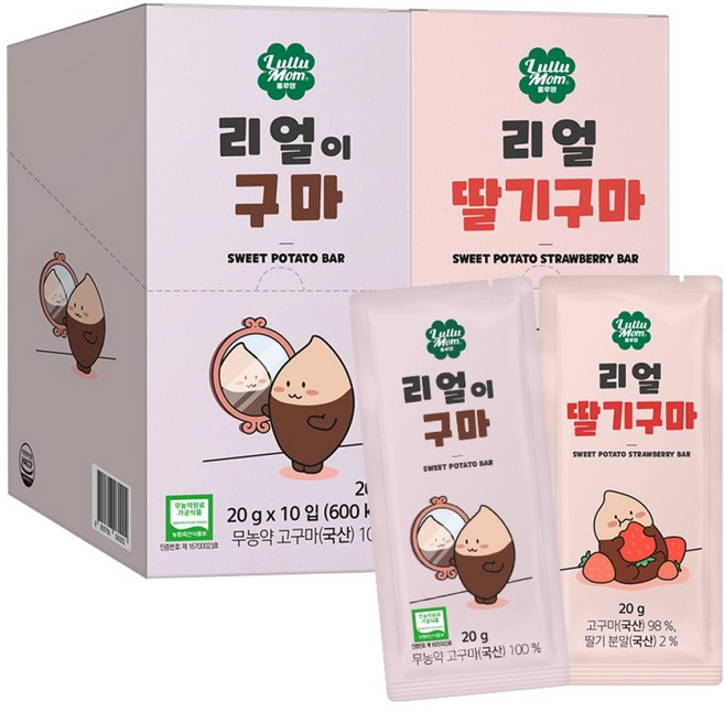 룰루맘 리얼이구마 x 10p + 리얼딸기구마 x 10p, 400g, 1세트