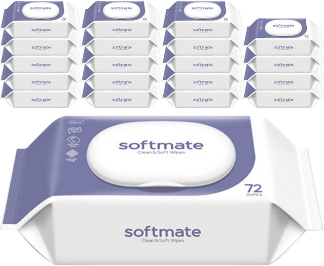 소프트메이트 65 유아물티슈 캡형 65gsm, 65g, 72매, 20세트