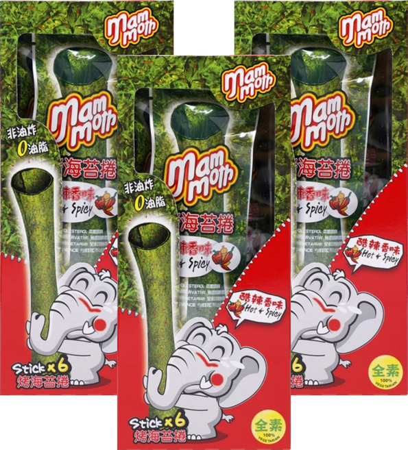 mam moth 泰式烤海苔捲 酷辣香味 6入, 15g, 3盒