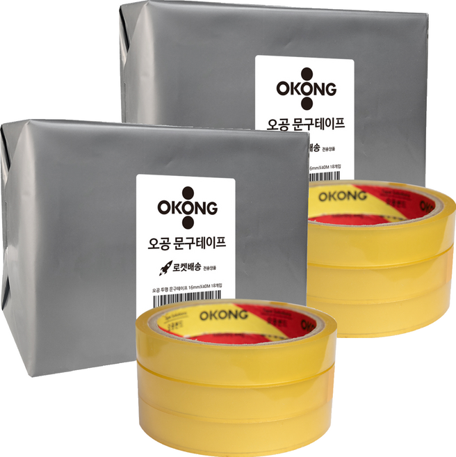 오공 중포장 문구테이프 16mm x 40m, 투명, 36개
