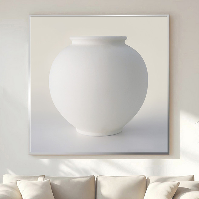리드오프 달항아리 그림 인테리어 액자, 실버