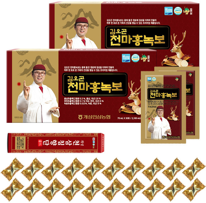 김오곤 천마홍녹보 70ml 30개입 x 2박스 + 개성 천삼침향단 20환 세트, 1세트, 2.1L
