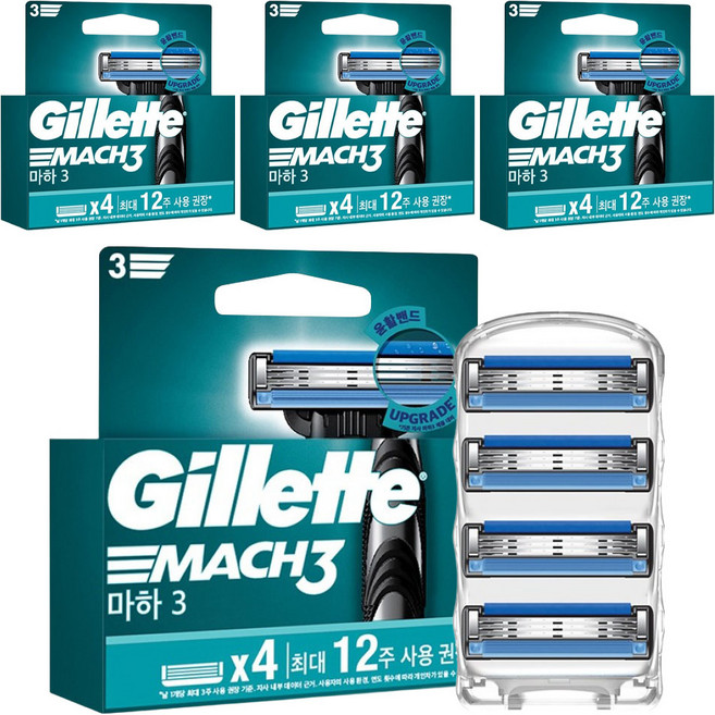 질레트 정품 마하3 면도날, 4개입, 4개