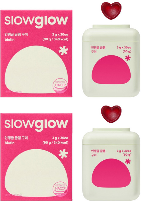 슬로우글로우 인탱글 글램 구미 3g, 30정, 2개