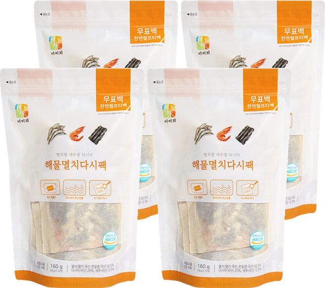 석하 해물 멸치 다시팩 10p, 160g, 4개