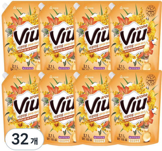 아로마뷰 섬유유연제 딜라이트 미모사 리필, 2.1L, 32개