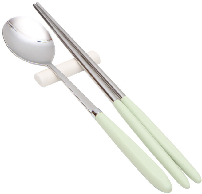 윌리브 304스텐 아모스 파스텔 수저 세트, 그린, 숟가락 + 젓가락, 1세트
