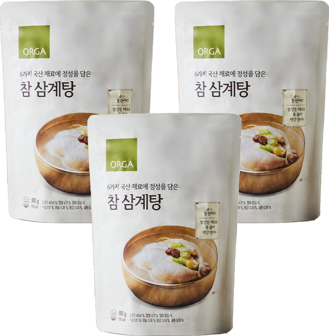 올가홀푸드 참 녹두삼계탕, 900g, 3개