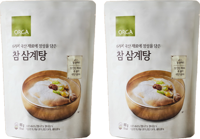 올가홀푸드 참 녹두삼계탕, 900g, 2개