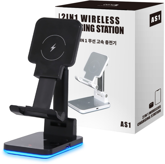 코드나인 40W 2 in 1 맥세이프 거치대 고속 무선충전기 CN2, 블랙, 1개