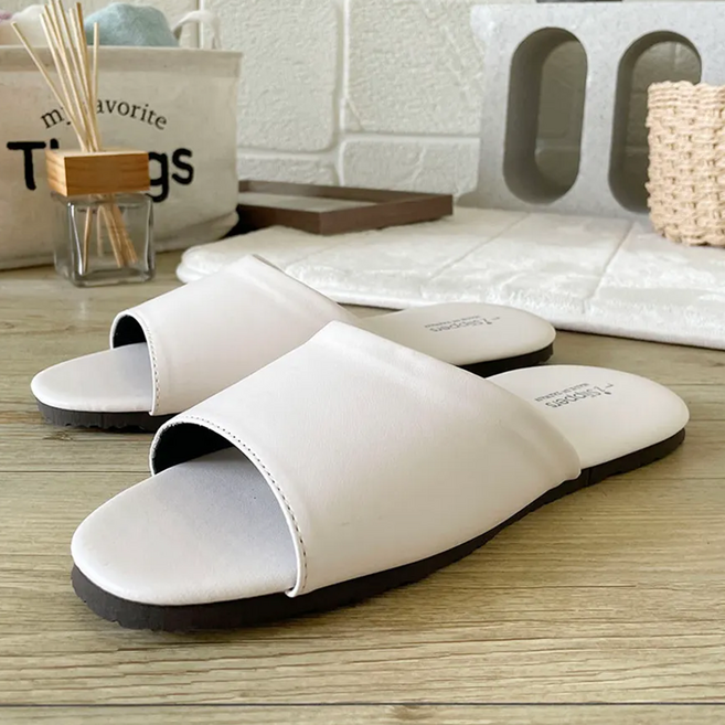 TAIWAN SLIPPER 台灣犀利趴 經典系列 皮質室內拖鞋 柔軟, 舒柔米, 1雙