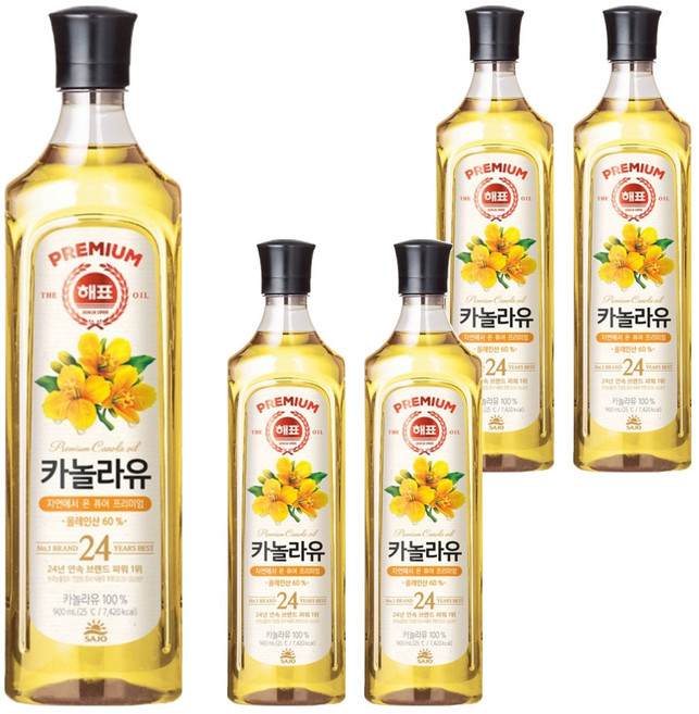 해표 카놀라유, 900ml, 5개