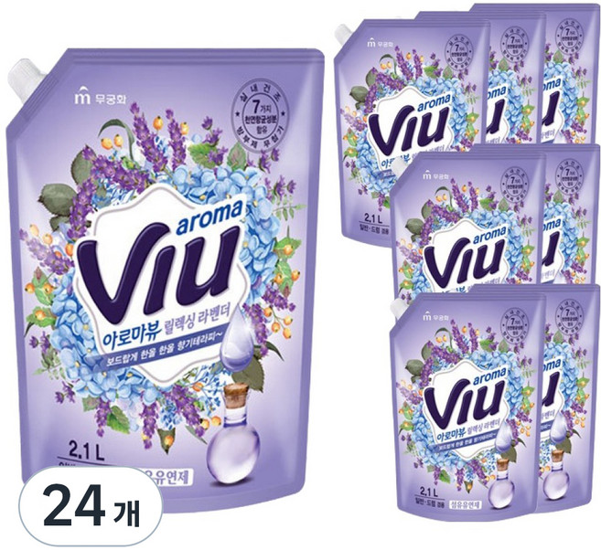아로마뷰 섬유유연제 릴렉싱 라벤더 리필, 2.1L, 24개