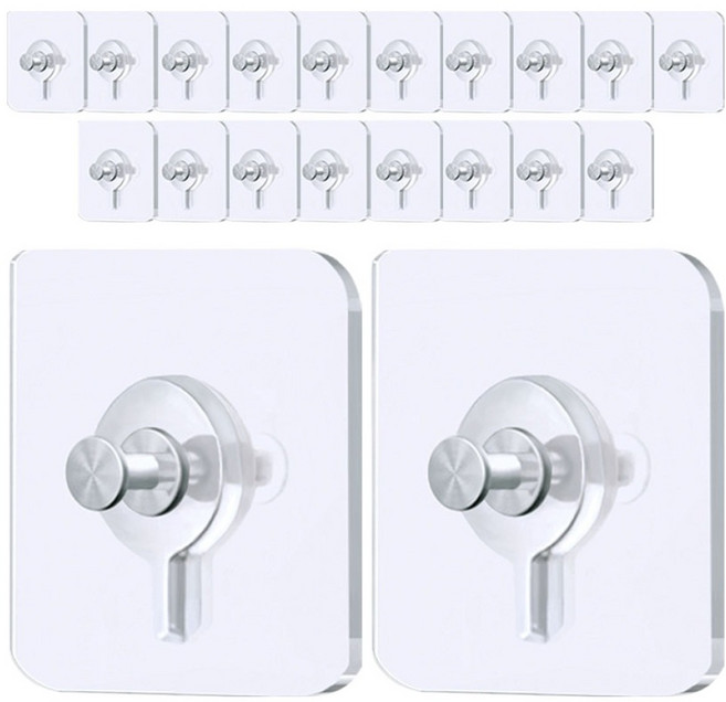 TheLiving 무타공 접착식 시계 액자 걸이, 투명, 20개