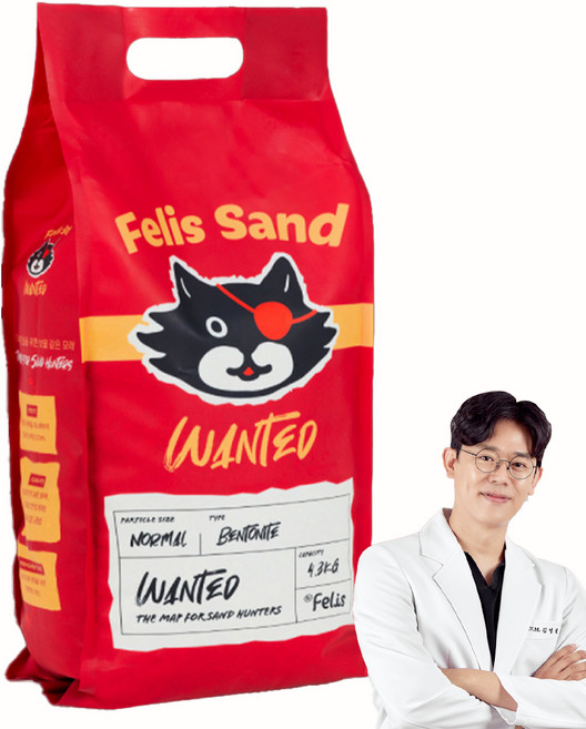 닥터펠리스 응고형 원티드 고양이 모래, 4.3kg, 4개, 무향