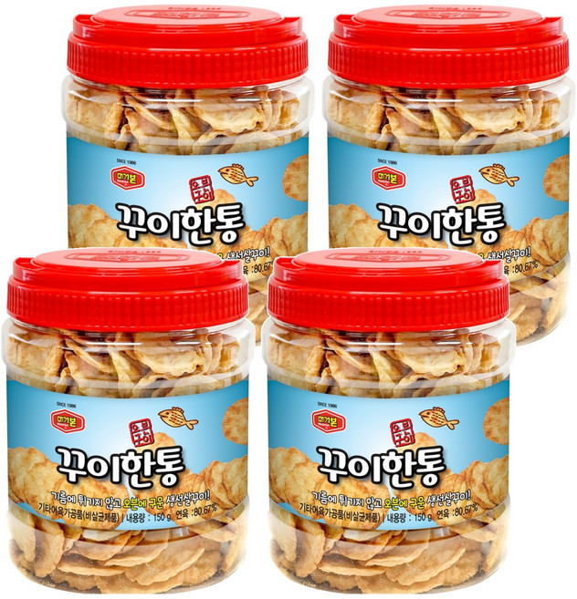 머거본 꾸이한통 어포스낵, 150g, 4개