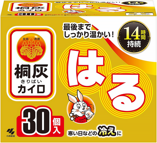 KOBAYASHI 小林製藥 桐灰 小白兔 貼式暖暖包 Set 持久溫暖 持續發熱可達14小時 最高溫度63℃ 平均溫度53℃, 30片, 1盒