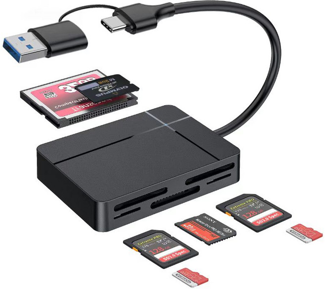 라온 7in1 C타입 멀티 카드리더기, CR-700C, 블랙, 1개