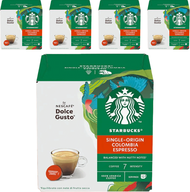 STARBUCKS 星巴克 NESCAFE 雀巢咖啡 Dolce Gusto 多趣酷思 哥倫比亞濃縮咖啡膠囊, 5.5g, 12顆, 5盒