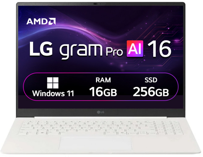 LG전자 2026 그램 AI 16 라이젠 AI 400 시리즈, 에어로미늄 화이트, 256GB, 16GB, WIN11 Home, 16Z95U-GS5CK