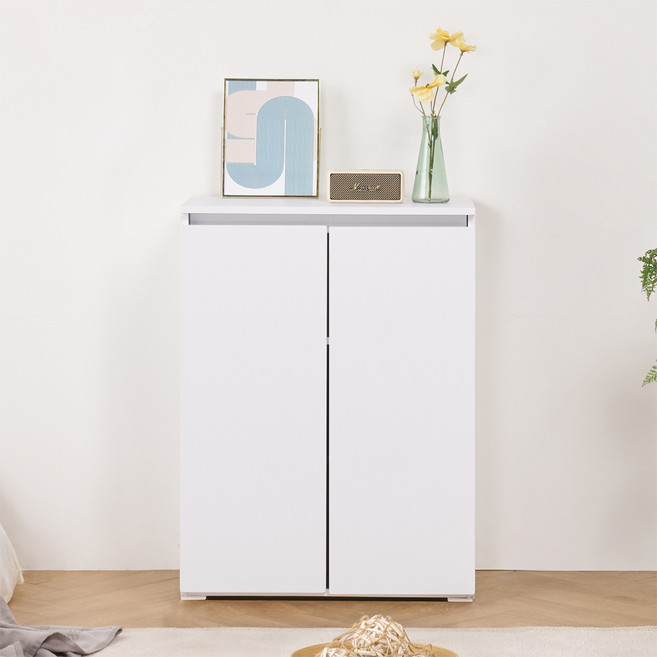제우스가구 국내제작 심플 LPM 양문 800 수납장, 올화이트