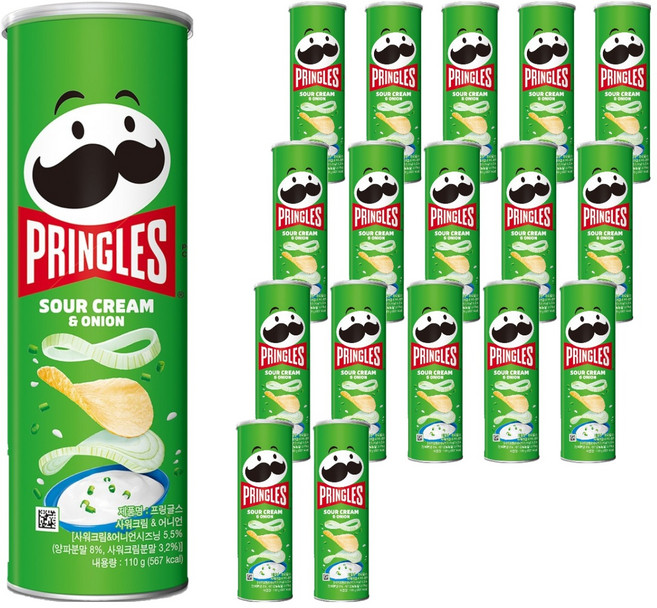 PRINGLES 品客 洋芋片 洋蔥風味, 110g, 18罐
