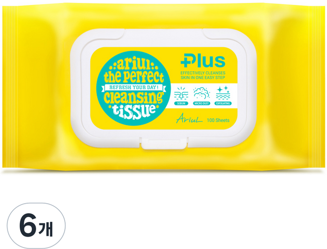 아리얼 더 퍼펙트 클렌징 티슈 플러스 랜덤발송, 100개입, 6개