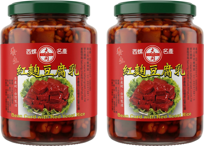 大同醬油 紅麴豆腐乳, 2瓶, 500g