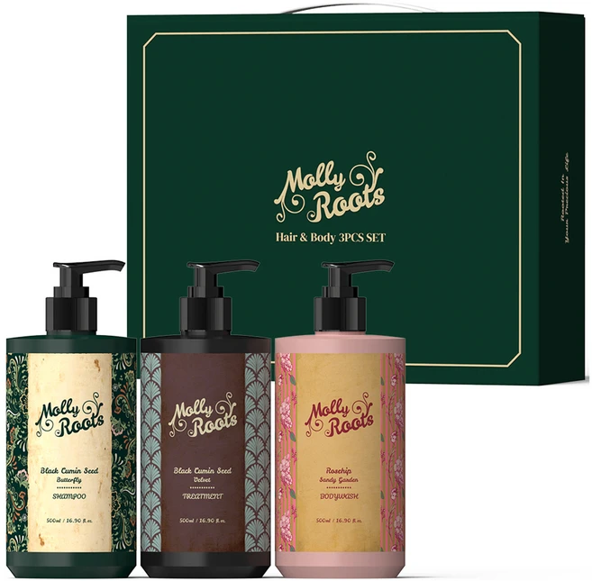 몰리루트 블랙커민씨드 버터플라이 샴푸 + 벨벳 트리트먼트 + 로즈힙 샌디가든 바디워시 세트, 1세트 - 쿠팡