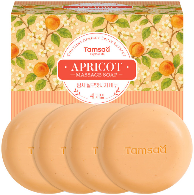 탐사 살구맛사지 비누, 90g, 4개