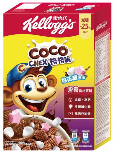 Kellogg's 家樂氏 COCO 可可猴 格格脆棉花糖, 300g, 1盒