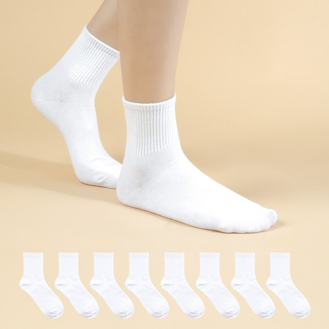 착스 여성용 프리미엄 앞코보강 중목 밴드 양말 8켤레 세트