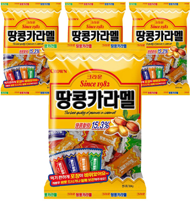 크라운 땅콩카라멜, 324g, 4개