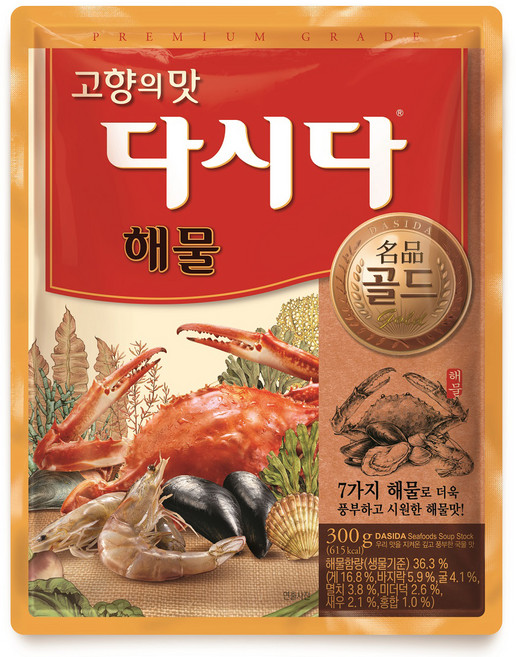 CJ제일제당 백설 명품골드해물다시다, 300g, 1개