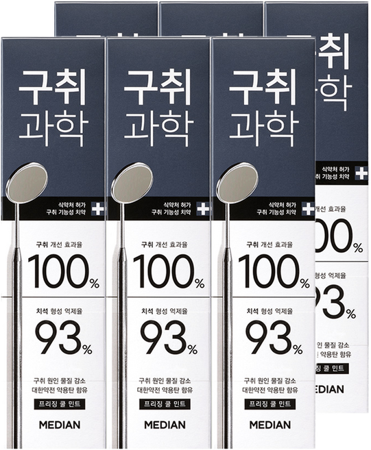 메디안 구취과학 프리징쿨 민트 치약, 120g, 6개