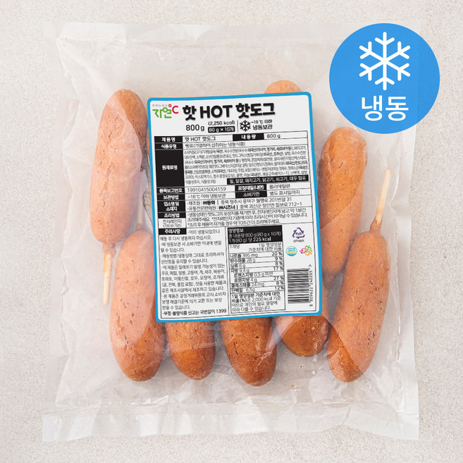자연도씨 핫 HOT 핫도그 (냉동), 80g, 10개입, 1개