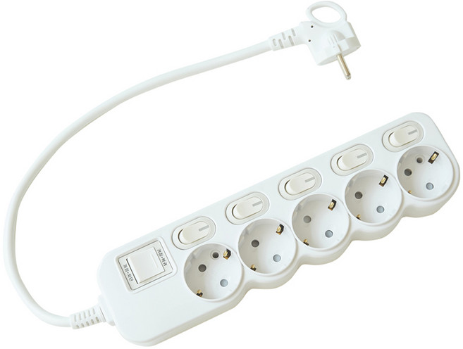 에코파워탭 국내 제조 개별 절전 과부하차단 멀티탭 5구 CSG-40425 + 안전커버, 40cm, 혼합색상, 1개