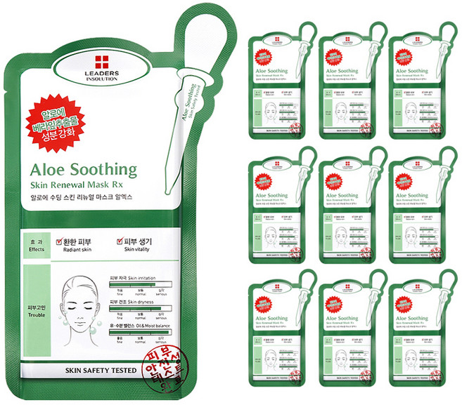 리더스 인솔루션 알로에 수딩 스킨 리뉴얼 알엑스 마스크팩 25ml, 10개, 1개입