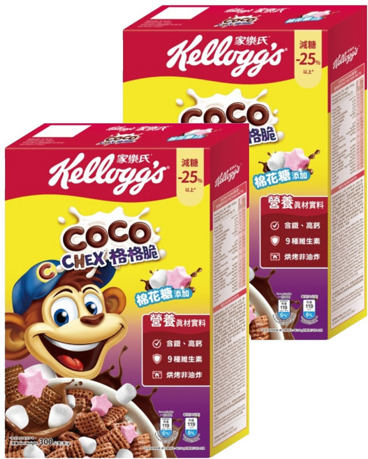Kellogg's 家樂氏 COCO 可可猴 格格脆棉花糖, 300g, 2盒
