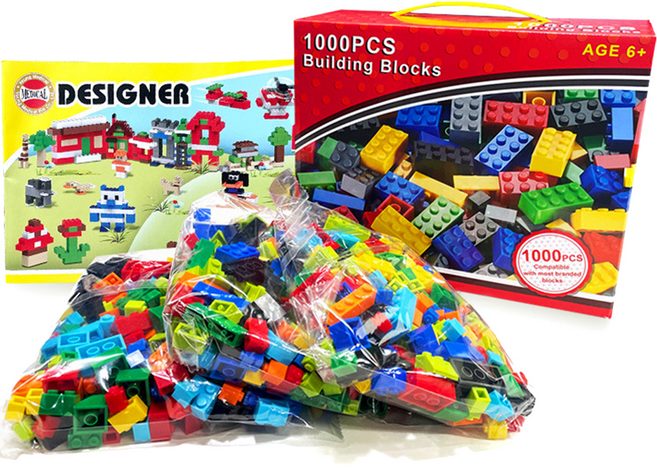 레고 호환 빌딩블럭 1000피스, 혼합색상, 1개