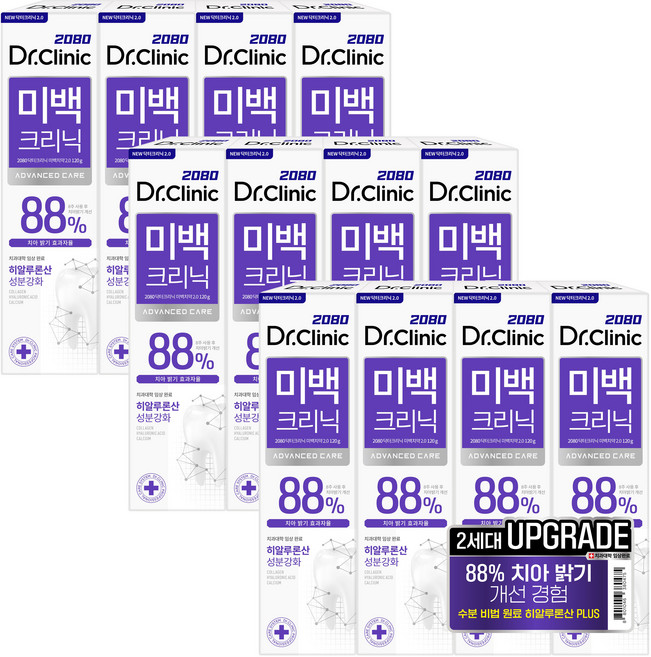 2080 닥터크리닉 미백 치약 투, 120g, 12개