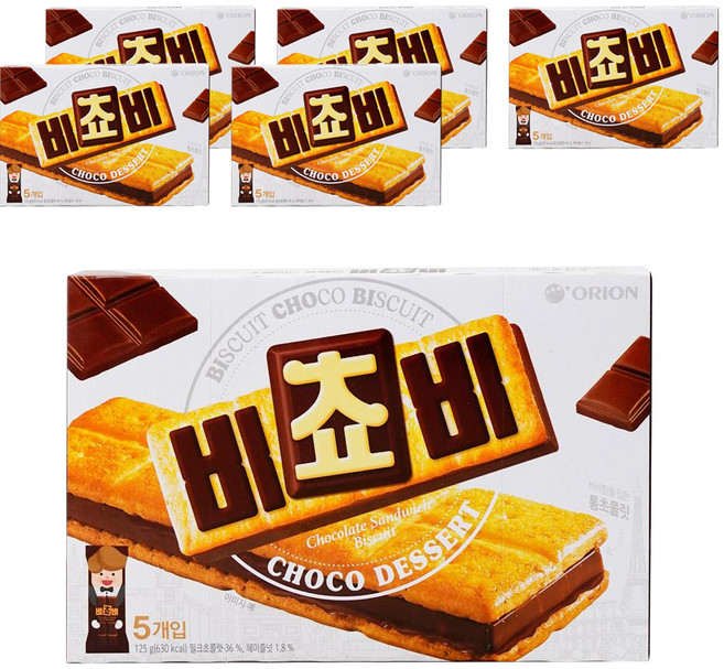 오리온 비쵸비 비스켓 5p, 125g, 6개