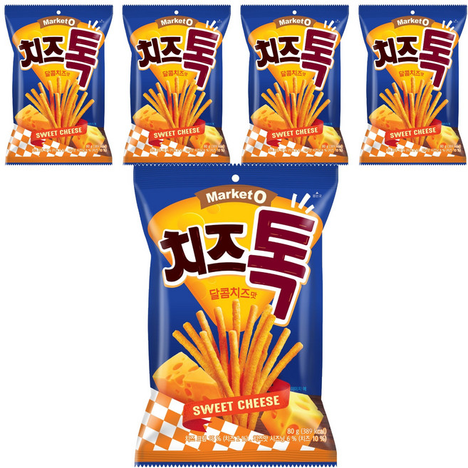 마켓오 치즈톡 달콤치즈맛, 80g, 5개