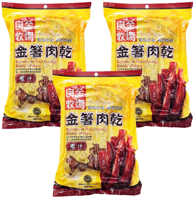 良金牧場 高粱豬肉金箸肉乾 蜜汁, 165g, 3包