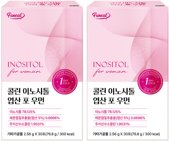 Funeat 女性專用膽鹼肌醇葉酸 30入, 2個, 76.8g