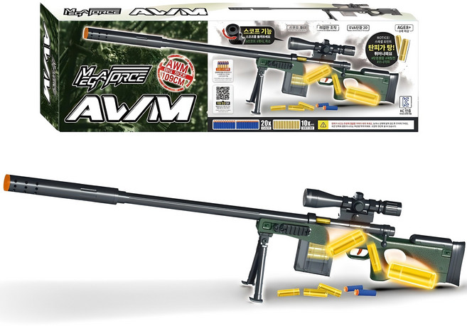 하하컴퍼니 메가포스 AWM 탄피배출 장난감총, 혼합색상, 1개