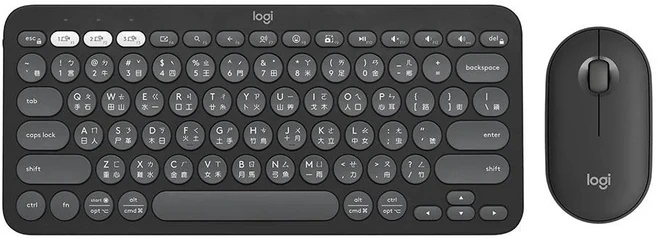 logitech 羅技 Pebble 2 Combo 無線藍牙鍵盤滑鼠組, YR0091 + MR0103, 石墨灰, Mini (Compact/60%/75%)