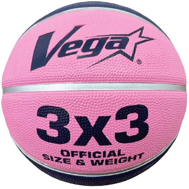 台灣 Vega 3X3柔軟橡膠削邊籃球 6號球大小 7號球重量 海軍藍 + 粉色, OBR-607N, 1顆