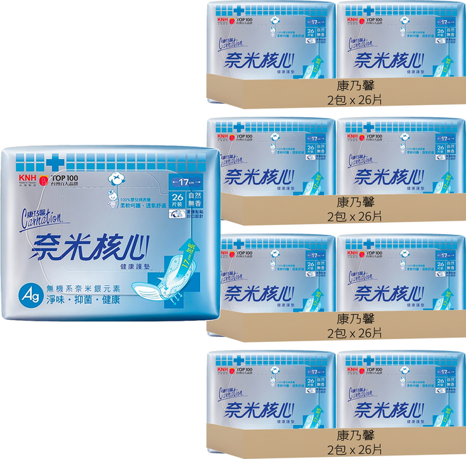 康乃馨 奈米核心健康護墊 自然無香, 17cm, 26片, 8包